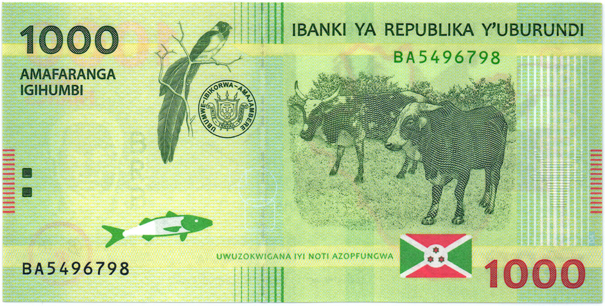1000 франков Бурунди 2015