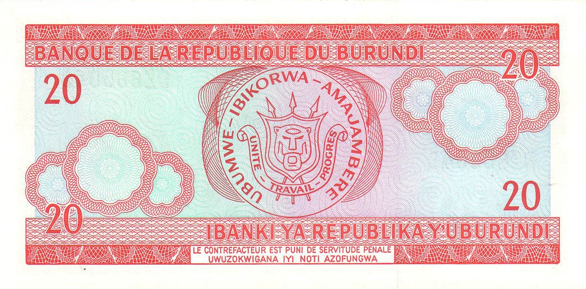 20 франков Бурунди 2007
