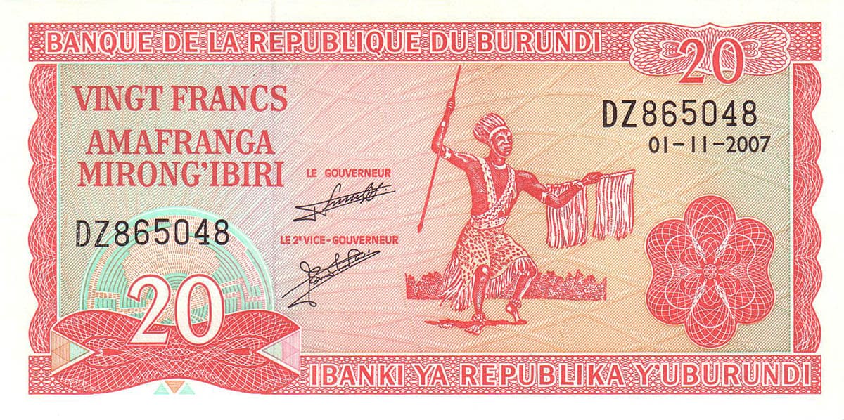 20 франков Бурунди 2007