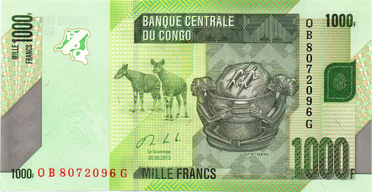 1000 франков  Конго 2013