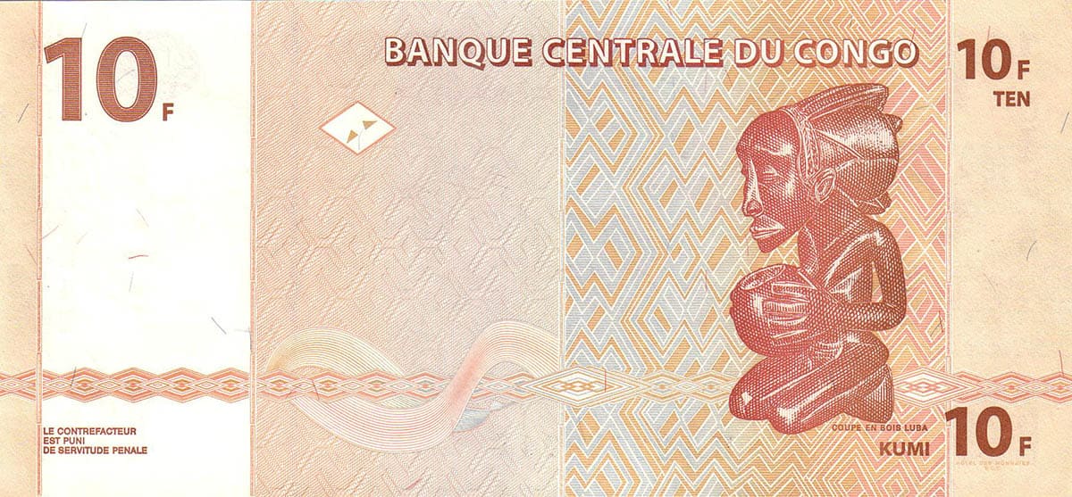 10 франков  Конго 1997