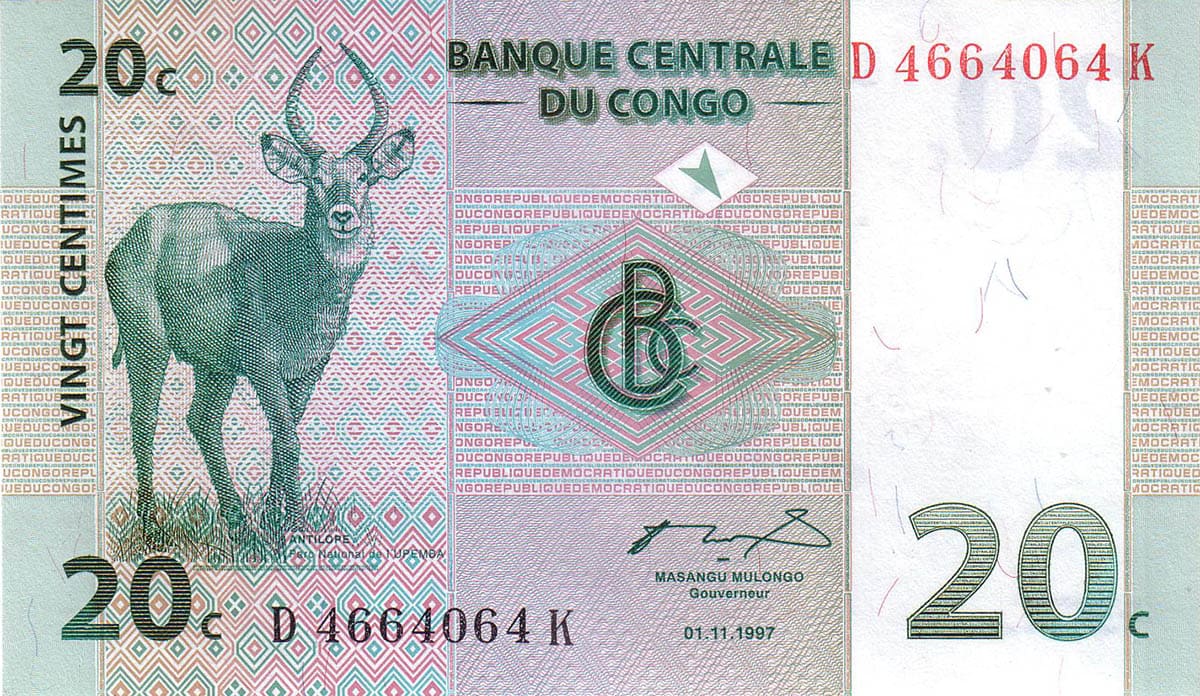 20 сантим  Конго 1997