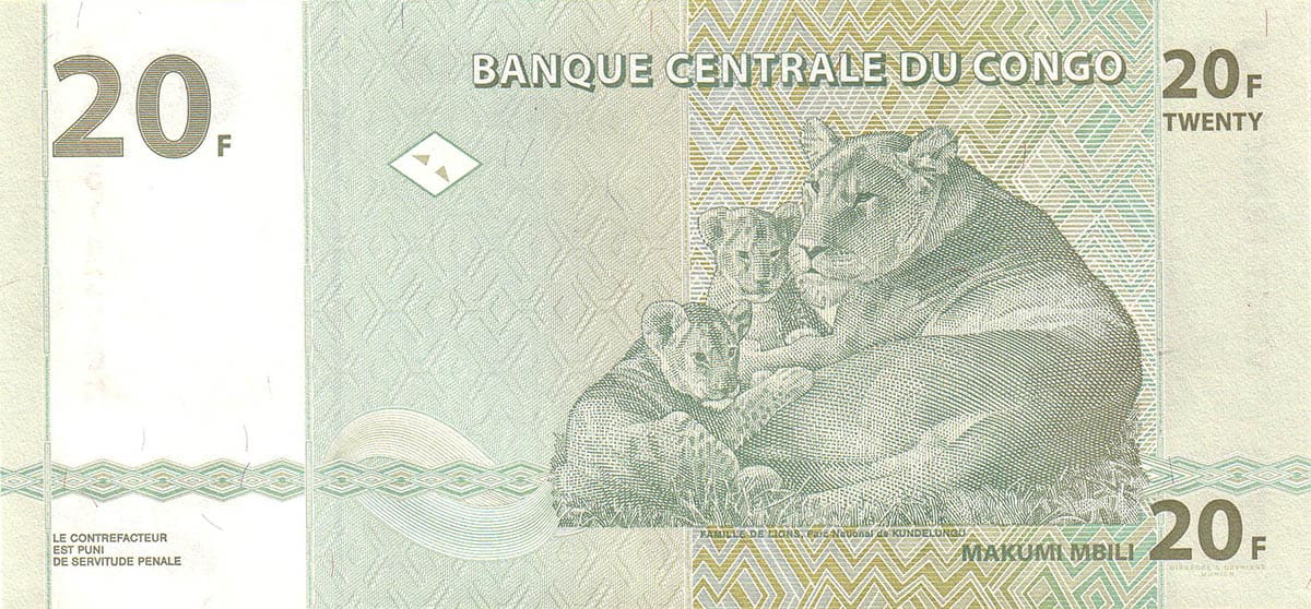 20 франков  Конго 1997