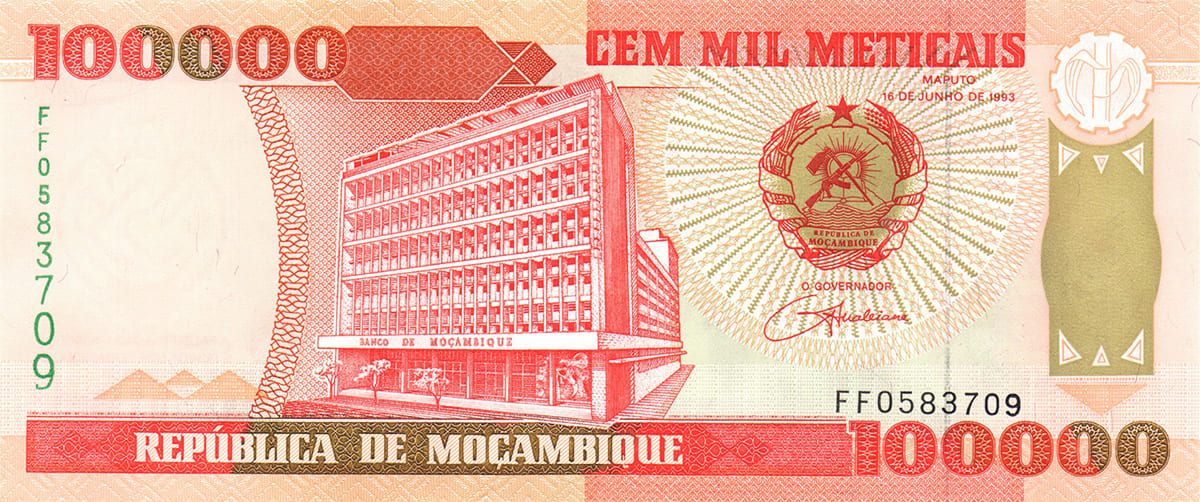 100 000 метикалов  Мозамбика 1993
