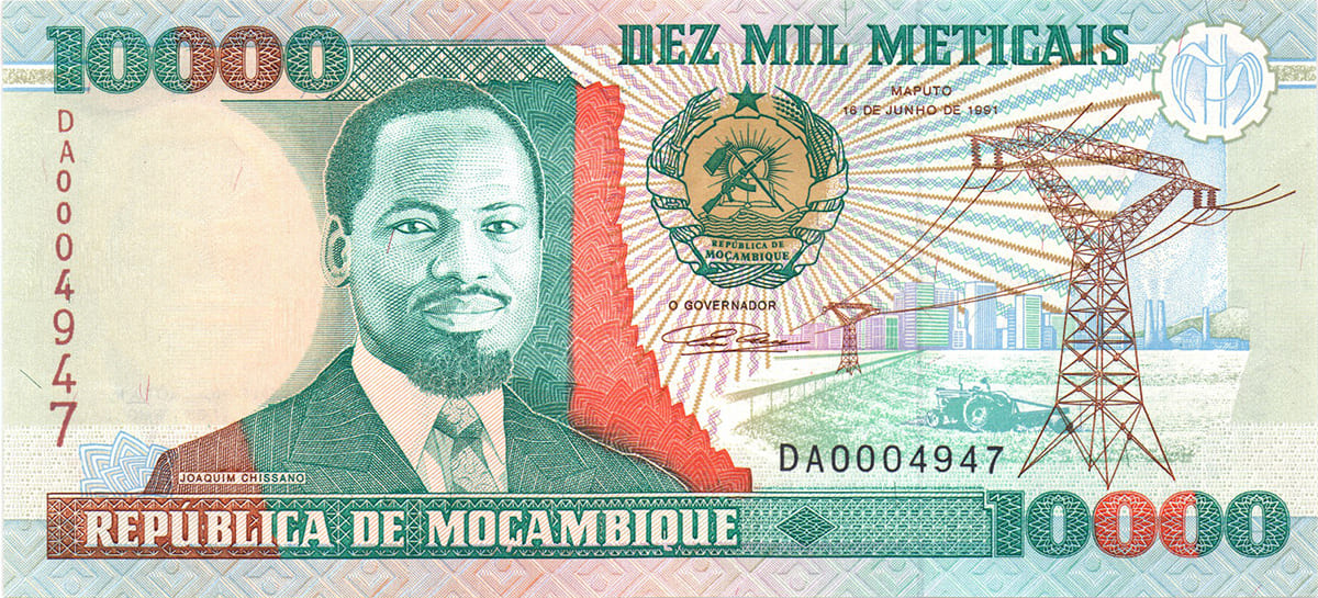 10 000 метикалов  Мозамбика 1991
