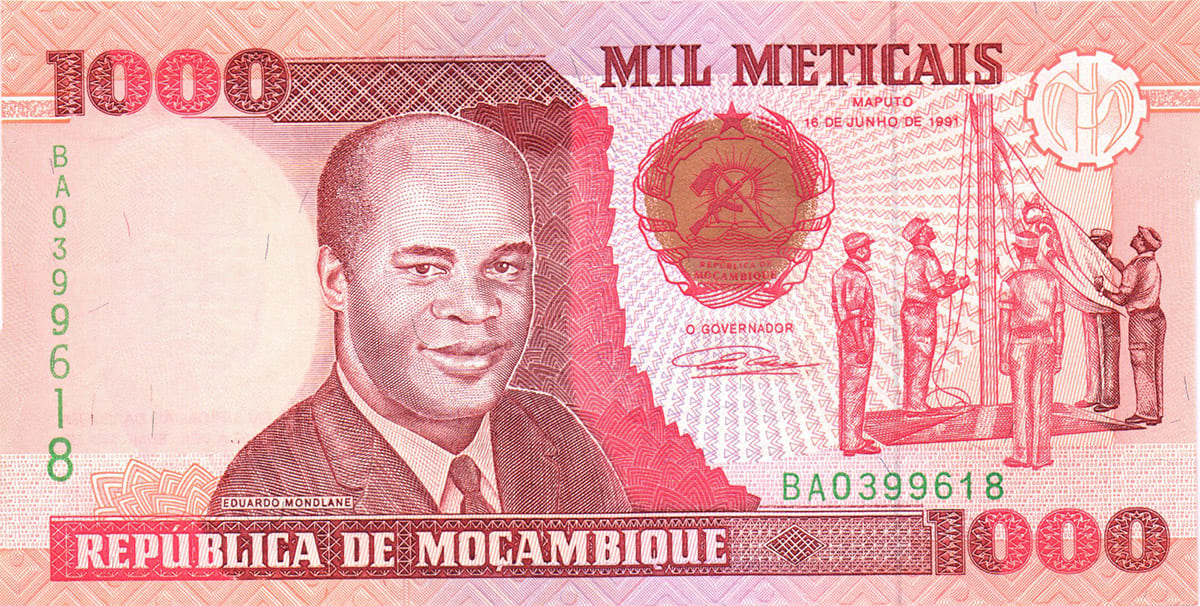 1000 метикалов  Мозамбика 1991