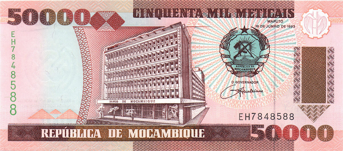 50 000 метикалов  Мозамбика 1993