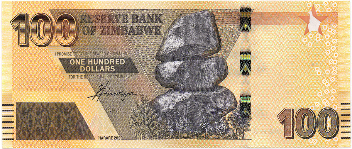 100 долларов Зимбабве 2020