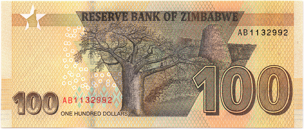 100 долларов Зимбабве 2020