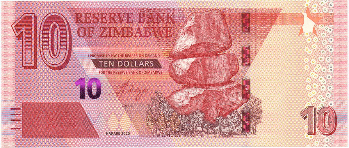 10 долларов Зимбабве 2020