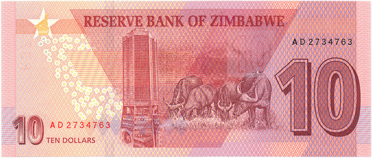 10 долларов Зимбабве 2020