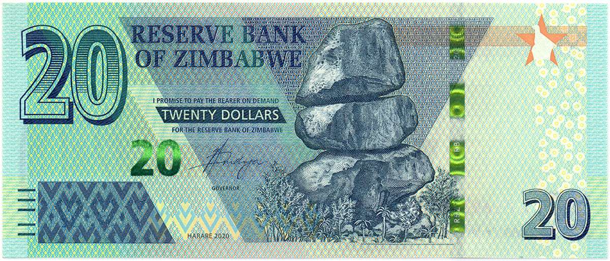 20 долларов Зимбабве 2020