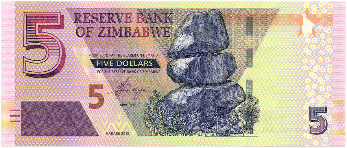 5 долларов Зимбабве 2019