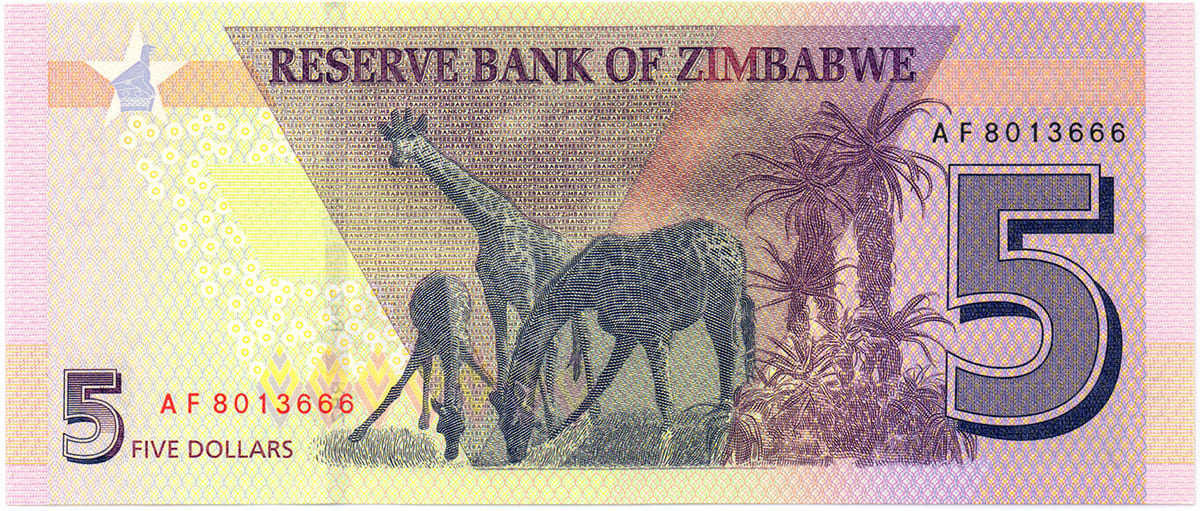 5 долларов Зимбабве 2019