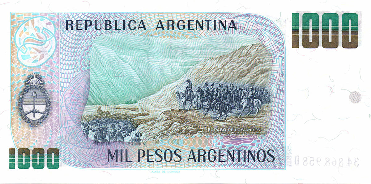 1000 песо Аргентины 1983
