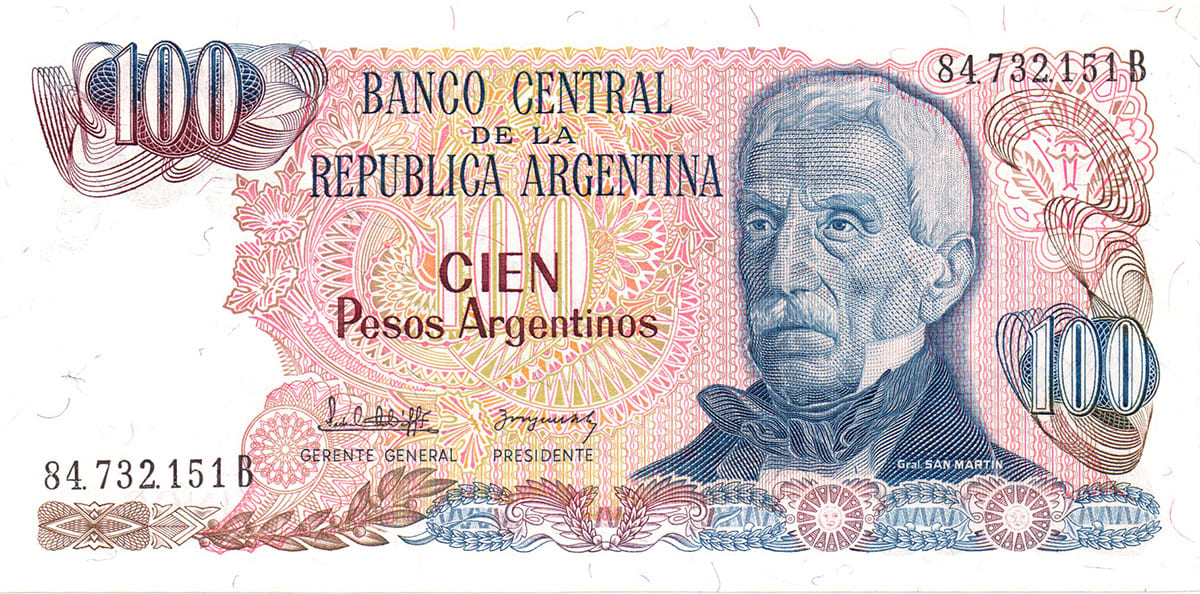 100 песо Аргентины 1983