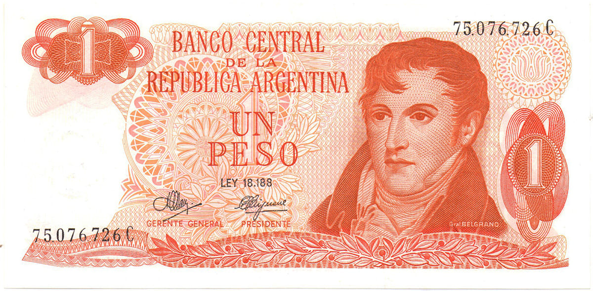 1 песо Аргентины 1970