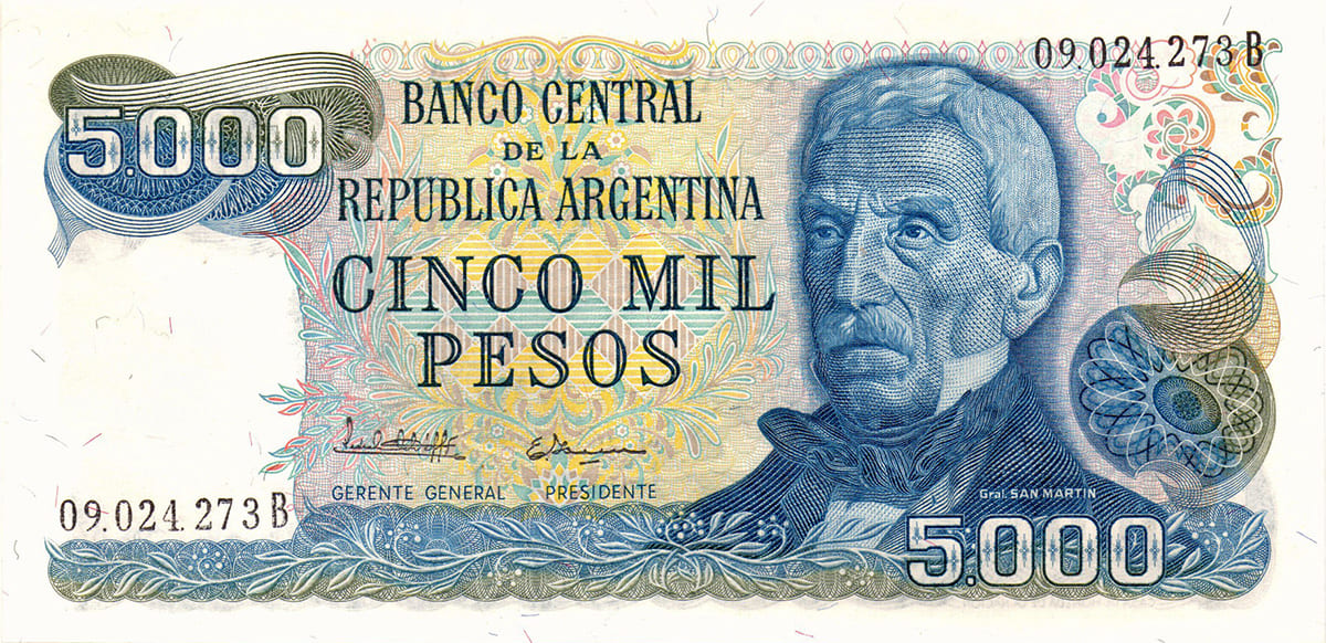 5000 песо Аргентины 1976