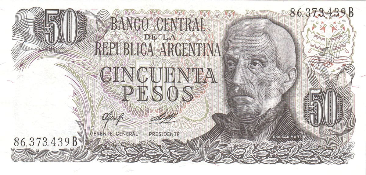 50 песо Аргентины 1976