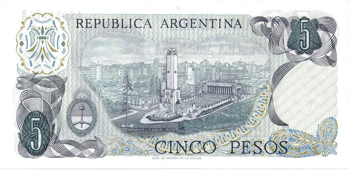 5 песо Аргентины 1974