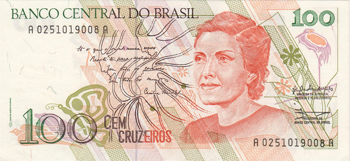 100 крузейро Бразилии 1989