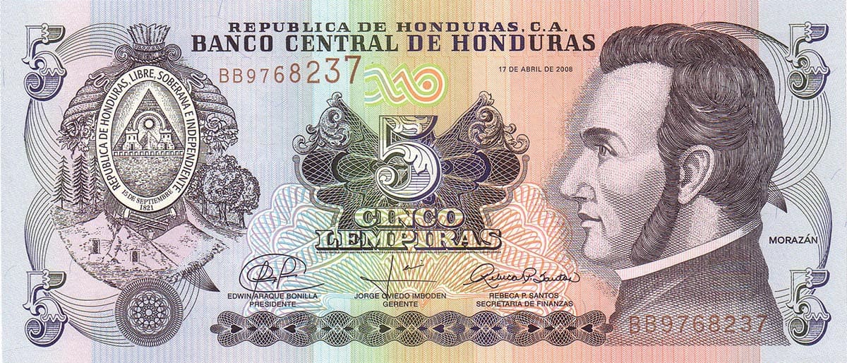 5 лемпир Гондураса 2008