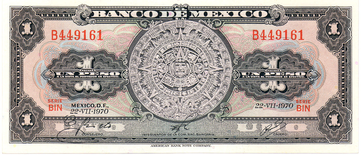 1 песо Мексики 1970