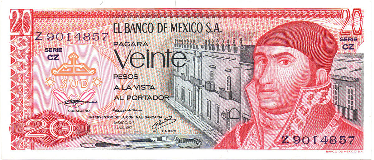 20 песо Мексики 1977