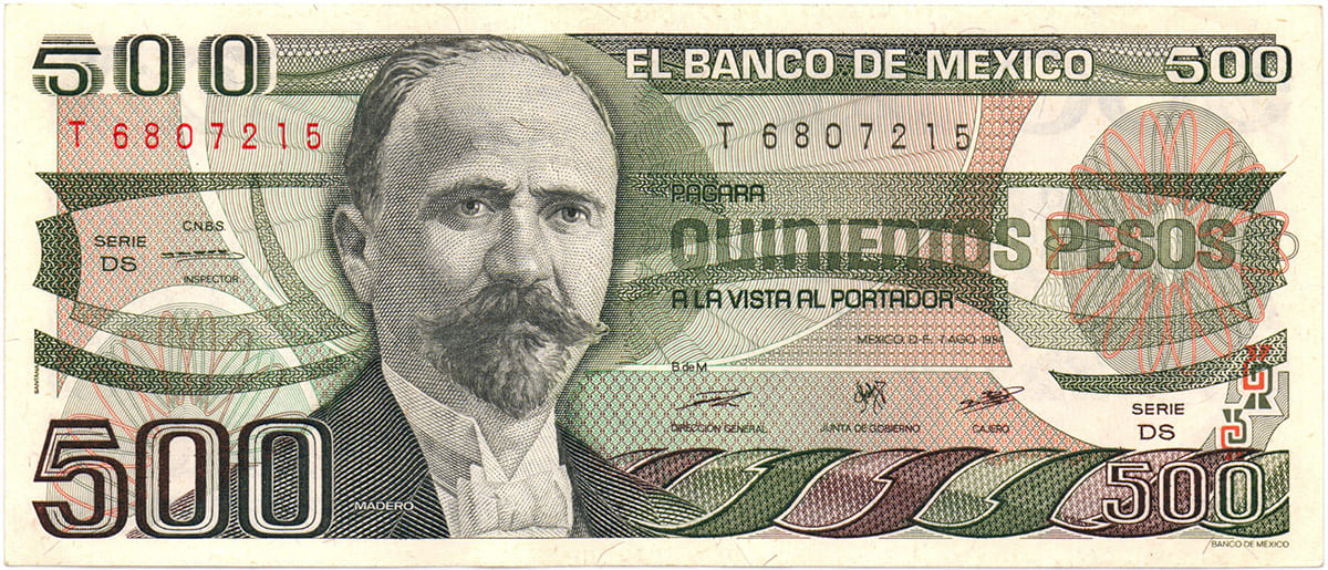 500 песо Мексики 1984