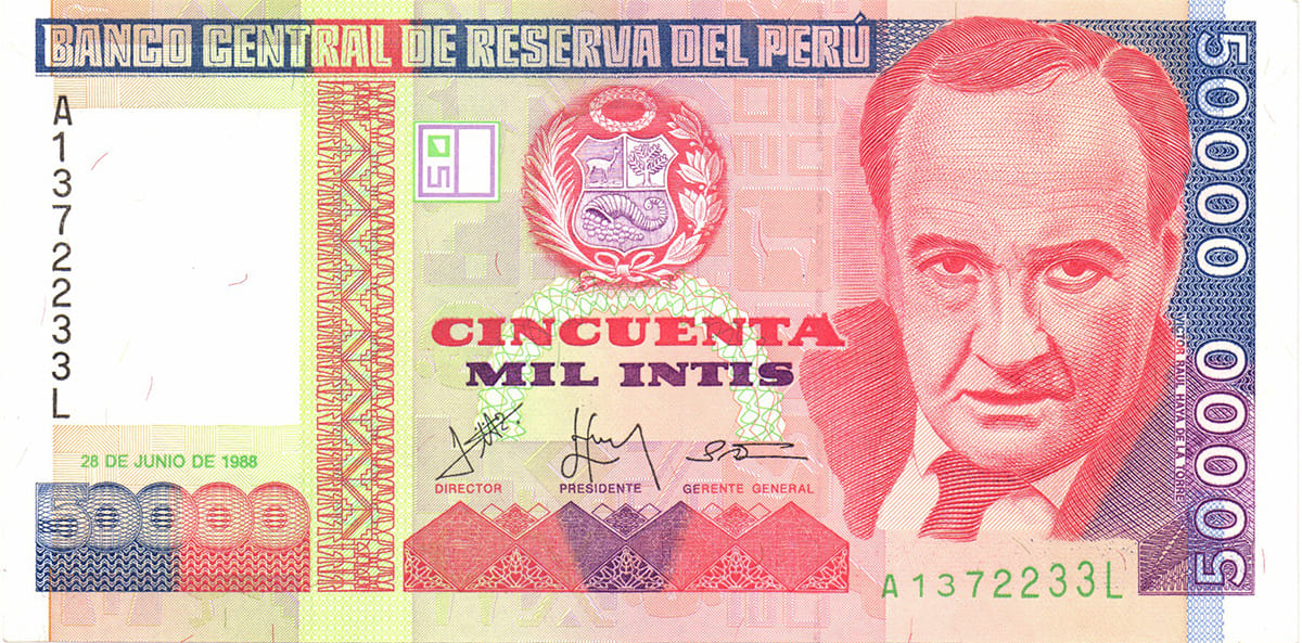 50 000 инти Перу 1988