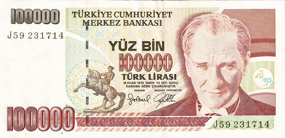 100 000 лир Турции 1991