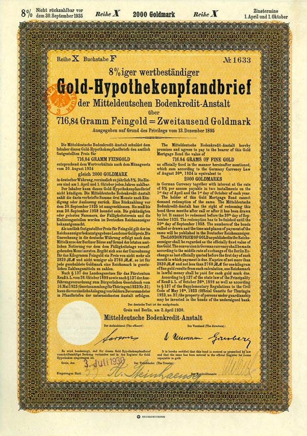 Mitteldeutsche Bodenkredit-Anstalt 2000GM 1930