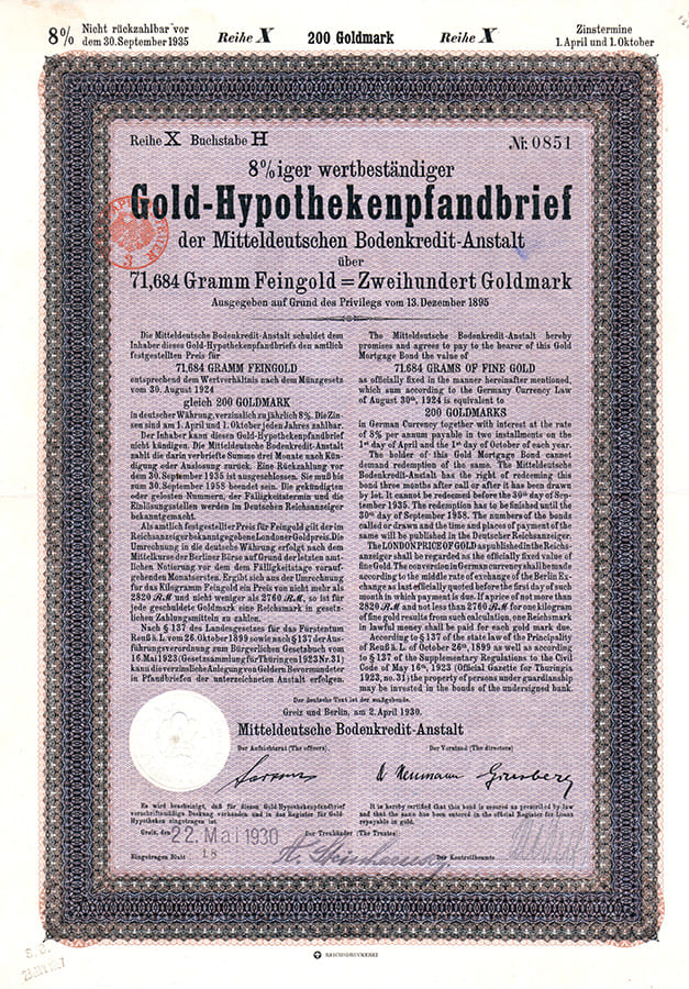 Mitteldeutsche Bodenkredit-Anstalt 200GM 1930
