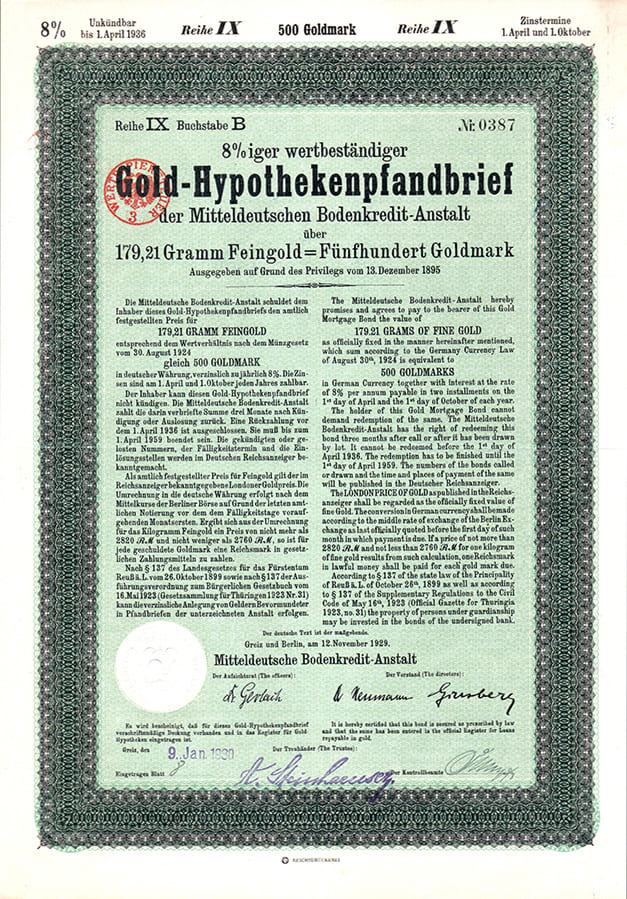Mitteldeutsche Bodenkredit-Anstalt 500GM 1929