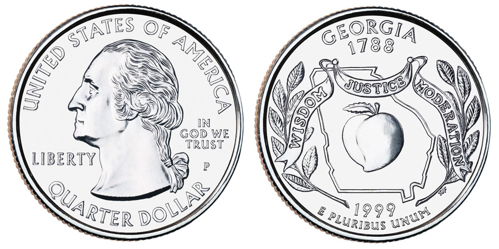 25 центов Джорджия (1999) из серии "50 штатов"
