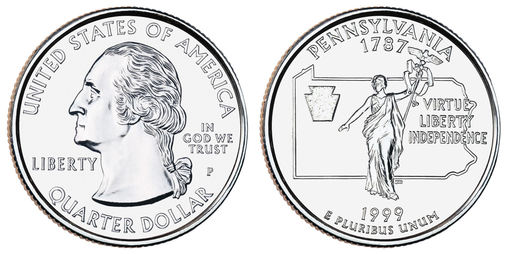 25 центов Пенсильвания (1999) из серии "50 штатов"
