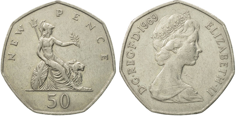 Великобритания. 50 пенсов 1969