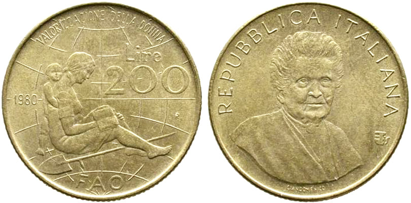 200 лир Италии 1980. ФАО - Международный женский год