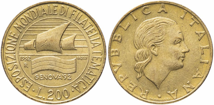 200 лир Италии 1992. Выставка марок в Генуе