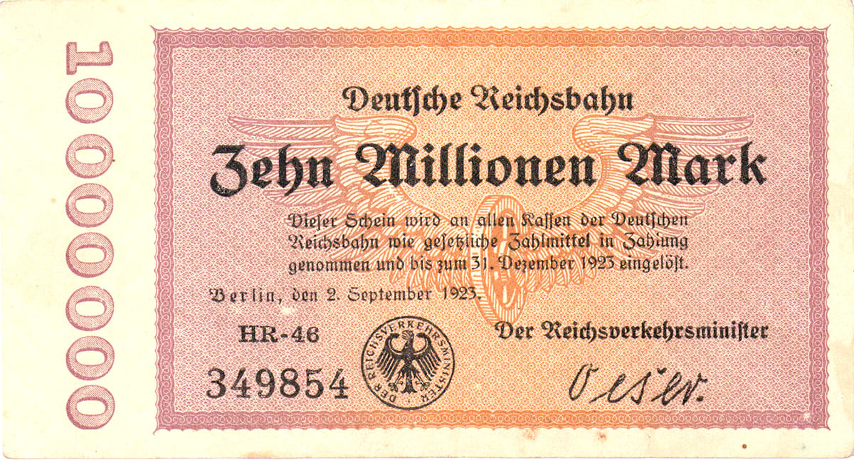 10 000 000 марок Deutsche Reichsbahn 1923