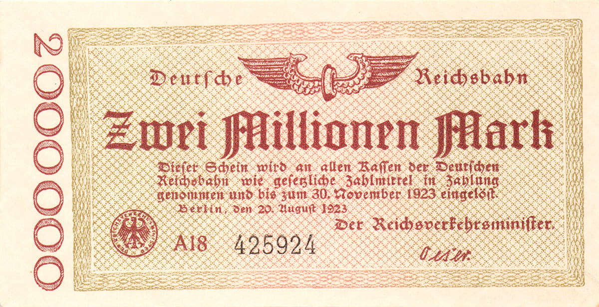2 000 000 марок Deutsche Reichsbahn 1923