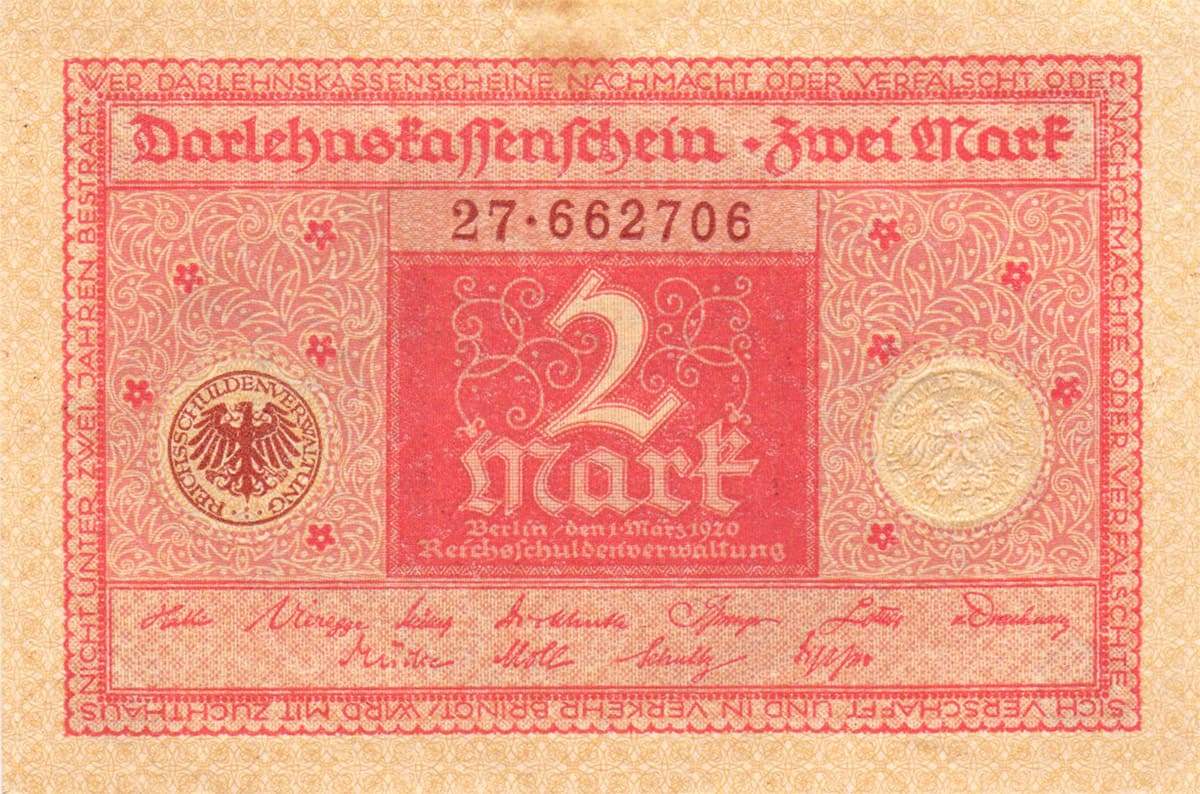 Германия. 2 марки 1920