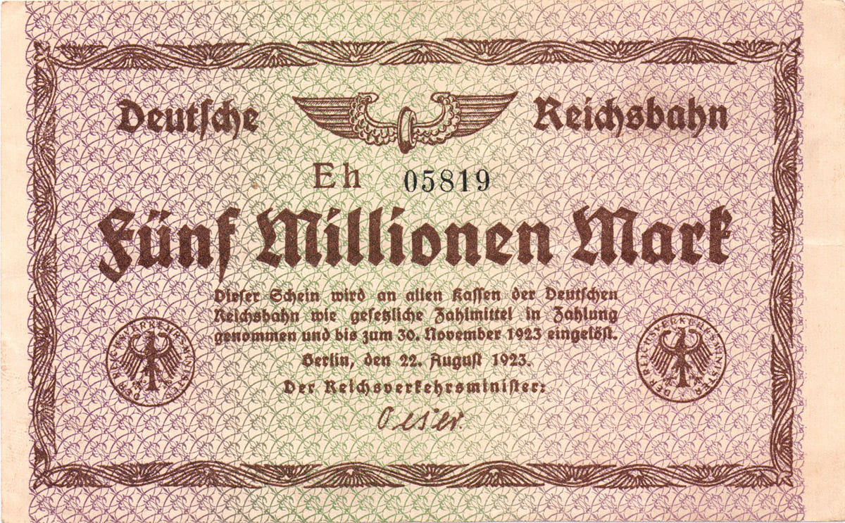 5 000 000 марок Deutsche Reichsbahn 1923