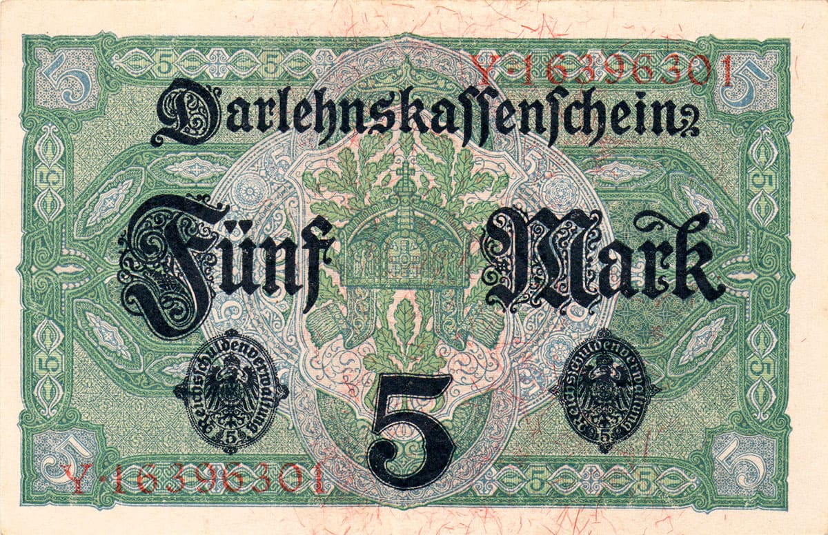 Кайзеровская Германия. 5 марок 1. August 1917
