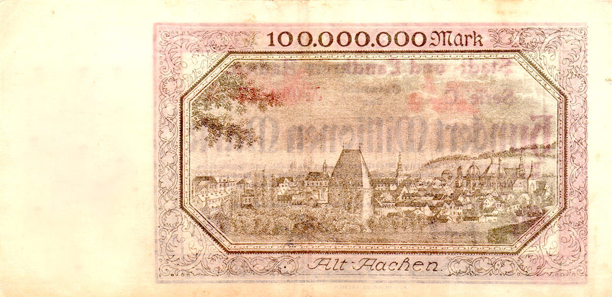 100 000 000 марок 1923 Stadt- und Landkreis Aachen