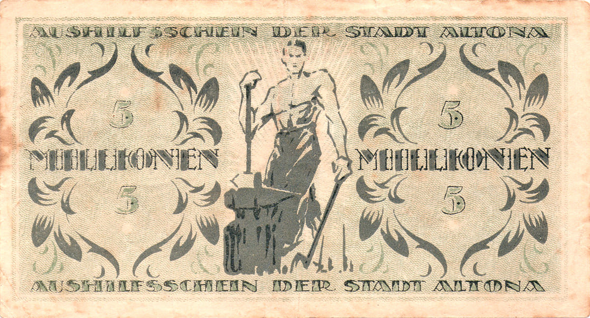5 000 000 марок 1923 Aushilsschein der Stadt Altona