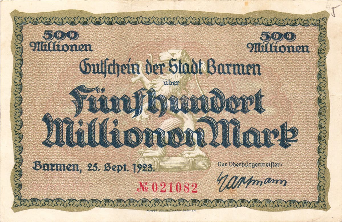 500 000 000 марок 1923 Stadt Barmen