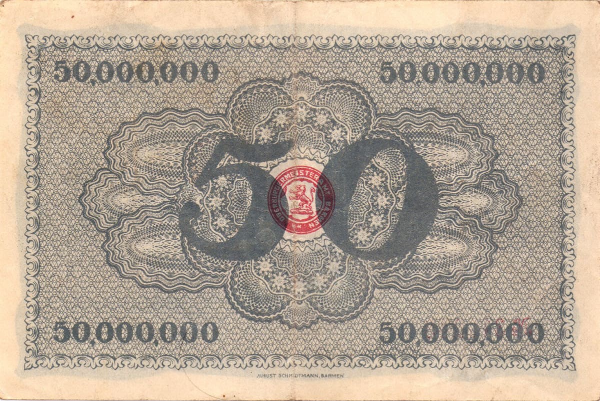 50 000 000 марок 1923 Stadt Barmen