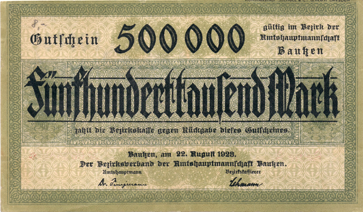 500 000 марок 1923 Bezirksverband der Amtshauptmannschaft Bautzen