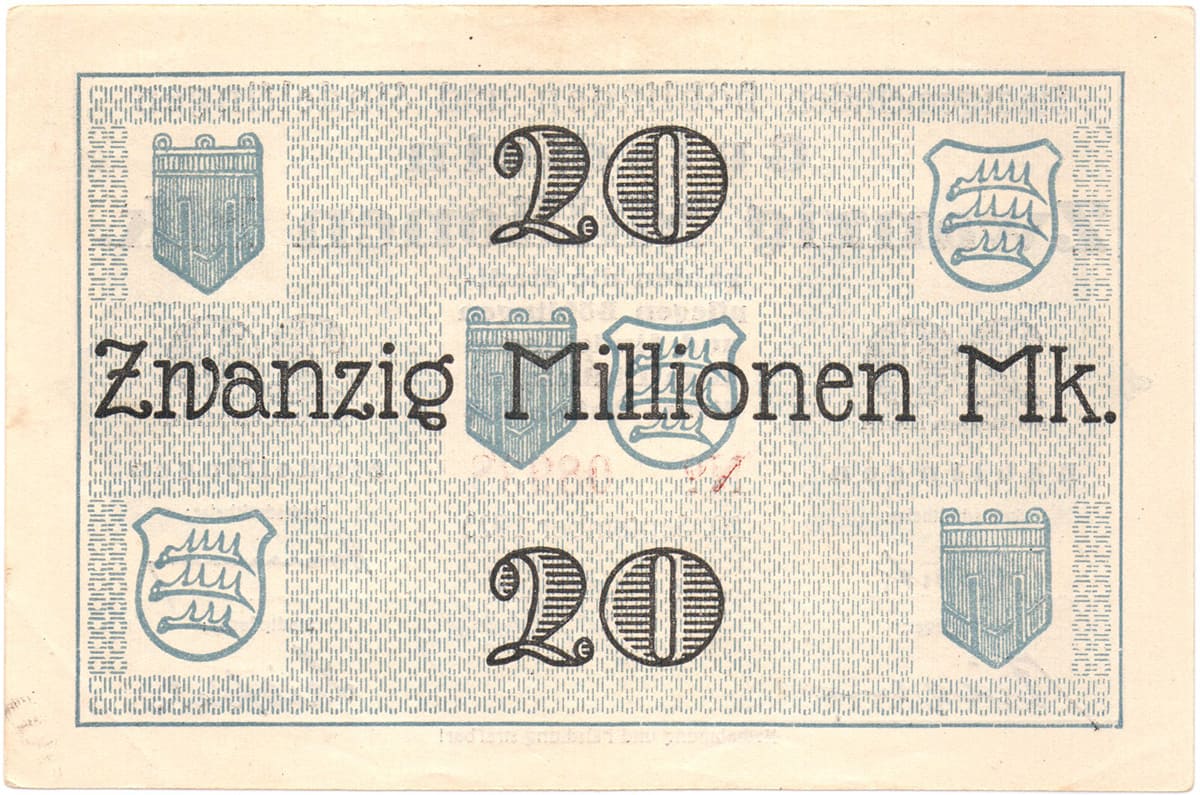 20 000 000 марок 1923 Stadtgemeinden Böblingen und Sindelfingen